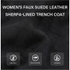 imageBellivera Women Faux Leather Trench Coat FleeceLined Midlength Jacket with Detachable Fur CollarBlack