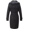 imageBellivera Women Faux Leather Trench Coat FleeceLined Midlength Jacket with Detachable Fur CollarBlack