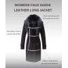 imageBellivera Women Faux Leather Trench Coat FleeceLined Midlength Jacket with Detachable Fur CollarBlack