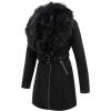 imageBellivera Women Faux Leather Trench Coat FleeceLined Midlength Jacket with Detachable Fur CollarBlack Suede