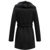 imageBellivera Women Faux Leather Trench Coat FleeceLined Midlength Jacket with Detachable Fur CollarBlack Suede