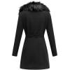 imageBellivera Women Faux Leather Trench Coat FleeceLined Midlength Jacket with Detachable Fur CollarBlack Suede With Belt
