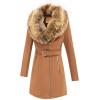 imageBellivera Women Faux Leather Trench Coat FleeceLined Midlength Jacket with Detachable Fur CollarCamel Suede