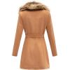 imageBellivera Women Faux Leather Trench Coat FleeceLined Midlength Jacket with Detachable Fur CollarCamel Suede