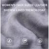imageBellivera Women Faux Leather Trench Coat FleeceLined Midlength Jacket with Detachable Fur CollarGray