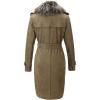 imageBellivera Women Faux Leather Trench Coat FleeceLined Midlength Jacket with Detachable Fur CollarGreen