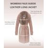 imageBellivera Women Faux Leather Trench Coat FleeceLined Midlength Jacket with Detachable Fur CollarLight Brown