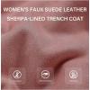 imageBellivera Women Faux Leather Trench Coat FleeceLined Midlength Jacket with Detachable Fur CollarPink