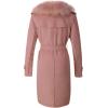 imageBellivera Women Faux Leather Trench Coat FleeceLined Midlength Jacket with Detachable Fur CollarPink