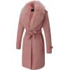 imageBellivera Women Faux Leather Trench Coat FleeceLined Midlength Jacket with Detachable Fur CollarPink