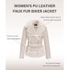 imageBellivera Women Faux Suede Leather Jacket Moto Biker Coat SherpaLined Outerwear with Detachable BeltBeige Leather