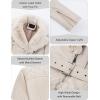 imageBellivera Women Faux Suede Leather Jacket Moto Biker Coat SherpaLined Outerwear with Detachable BeltBeige Leather