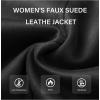 imageBellivera Women Faux Suede Leather Jacket Moto Biker Coat SherpaLined Outerwear with Detachable BeltBlack Belt
