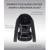 imageBellivera Women Faux Suede Leather Jacket Moto Biker Coat SherpaLined Outerwear with Detachable BeltBlack Belt