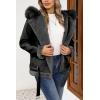 imageBellivera Women Faux Suede Leather Jacket Moto Biker Coat SherpaLined Outerwear with Detachable BeltBlack Shearling Lined