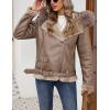 imageBellivera Women Faux Suede Leather Jacket Moto Biker Coat SherpaLined Outerwear with Detachable BeltCamel Shearling Lined