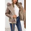 imageBellivera Women Faux Suede Leather Jacket Moto Biker Coat SherpaLined Outerwear with Detachable BeltCamel Shearling Lined