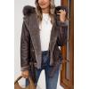 imageBellivera Women Faux Suede Leather Jacket Moto Biker Coat SherpaLined Outerwear with Detachable BeltCoffee Shearling Lined