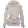 imageBellivera Women Faux Suede Leather Jacket Moto Biker Coat SherpaLined Outerwear with Detachable BeltGrey Belt