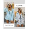 imageBellivera Women Reversible Lightweight Jacket Casual Windbreaker Outerwear Waterproof Outdoor Printed RaincoatLakeblue