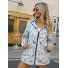 imageBellivera Women Reversible Lightweight Jacket Casual Windbreaker Outerwear Waterproof Outdoor Printed RaincoatLakeblue