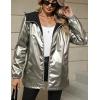 imageBellivera Women Reversible Lightweight Jacket Casual Windbreaker Outerwear Waterproof Outdoor Printed RaincoatSilver Windbreaker