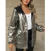 imageBellivera Women Reversible Lightweight Jacket Casual Windbreaker Outerwear Waterproof Outdoor Printed RaincoatSilver Windbreaker