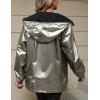 imageBellivera Women Reversible Lightweight Jacket Casual Windbreaker Outerwear Waterproof Outdoor Printed RaincoatSilver Windbreaker