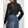 imageBellivera Womens Cropped Faux Leather Jacket Bomber Casual Zip Up Coat PU Moto Bike Outwear with PocketsBlack Bomber