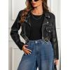 imageBellivera Womens Cropped Faux Leather Jacket Bomber Casual Zip Up Coat PU Moto Bike Outwear with PocketsBlack Bomber