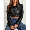 imageBellivera Womens Cropped Faux Leather Jacket Bomber Casual Zip Up Coat PU Moto Bike Outwear with PocketsBlack Bomber