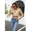 imageBellivera Womens Cropped Faux Leather Jacket Bomber Casual Zip Up Coat PU Moto Bike Outwear with PocketsGold Crop