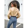 imageBellivera Womens Cropped Faux Leather Jacket Bomber Casual Zip Up Coat PU Moto Bike Outwear with PocketsGold Crop