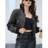 imageBellivera Womens Cropped Faux Leather Jacket Bomber Casual Zip Up Coat PU Moto Bike Outwear with PocketsGrey