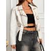 imageBellivera Womens Cropped Faux Leather Jacket Bomber Casual Zip Up Coat PU Moto Bike Outwear with PocketsWhite Bomber