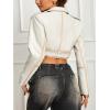 imageBellivera Womens Cropped Faux Leather Jacket Bomber Casual Zip Up Coat PU Moto Bike Outwear with PocketsWhite Bomber
