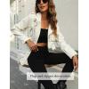 imageBellivera Womens Cropped Faux Leather Jacket Bomber Casual Zip Up Coat PU Moto Bike Outwear with PocketsWhite Crop