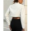 imageBellivera Womens Cropped Faux Leather Jacket Bomber Casual Zip Up Coat PU Moto Bike Outwear with PocketsWhite Crop