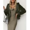 imageBellivera Womens Faux Fur Coat Shearling Fluffy Fuzzy Shaggy Hood SherpaLined Fleece JacketGreen Faux Fur