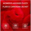 imageBellivera Womens Faux Fur Coat Shearling Fluffy Fuzzy Shaggy Hood SherpaLined Fleece JacketRed Faux Fur