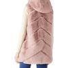 imageBellivera Womens Faux Fur Vest Sherpa Fleece Gilet Sleeveless Casual Hooded Jacket Shearling Warm Fluffy CoatPink