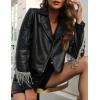 imageBellivera Womens Faux Leather Jacket Studded Rivet Casual Short Moto Biker Stand Collar CoatBlack Fringe