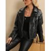 imageBellivera Womens Faux Leather Jacket Studded Rivet Casual Short Moto Biker Stand Collar CoatBlack Leather Jacket