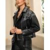 imageBellivera Womens Faux Leather Jacket Studded Rivet Casual Short Moto Biker Stand Collar CoatBlack Leather Jacket