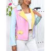 imageBellivera Womens Faux Leather Jacket Studded Rivet Casual Short Moto Biker Stand Collar CoatMulticolor Jacket
