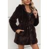 imageBellivera Womens Leopard Print Fleece Coat Spring and Winter Fashion Fuzzy Jacket Faux Fur Fluffy Cardigan OvercoatBrown Faux Fur Coat