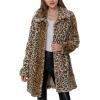 imageBellivera Womens Leopard Print Fleece Coat Spring and Winter Fashion Fuzzy Jacket Faux Fur Fluffy Cardigan OvercoatLeopard