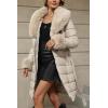 imageBellivera Womens Winter Puffer Jacket ColdResistant Patchwork Plush Lining Coat with Removable Fur Collar Hooded and BeltedBeigegrey13