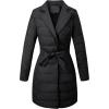 imageBellivera Womens Winter Puffer Jacket ColdResistant Patchwork Plush Lining Coat with Removable Fur Collar Hooded and BeltedBlack