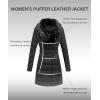 imageBellivera Womens Winter Puffer Jacket ColdResistant Patchwork Plush Lining Coat with Removable Fur Collar Hooded and BeltedBlack